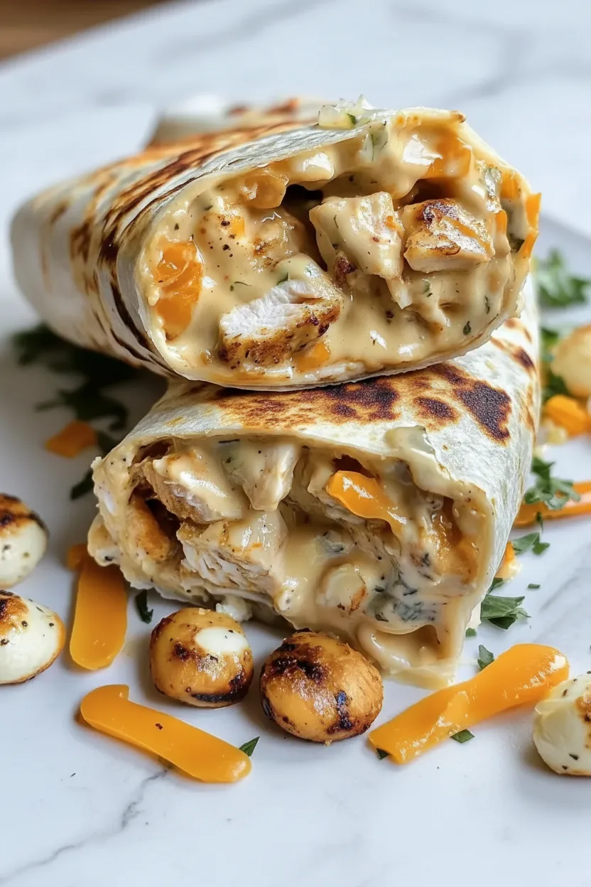 Low-Carb-Hähnchen-Wrap mit Käse und Knoblauch