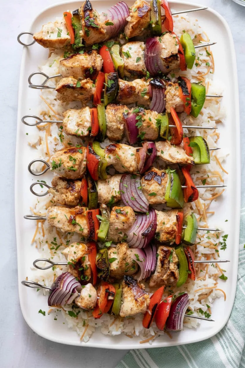 Mediterraner BBQ-Hähnchenspieß-Teller