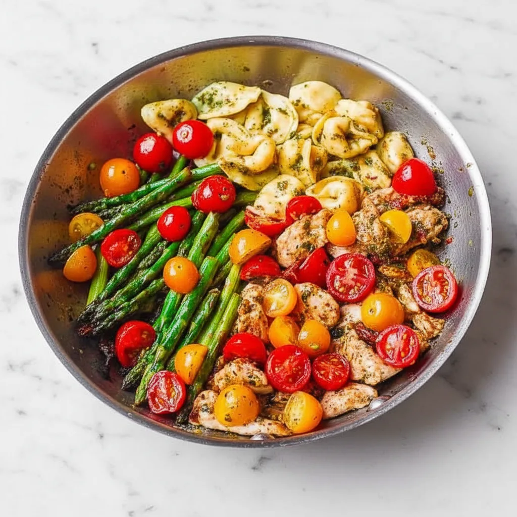 Pesto-Hähnchen-Tortellini mit Spargel