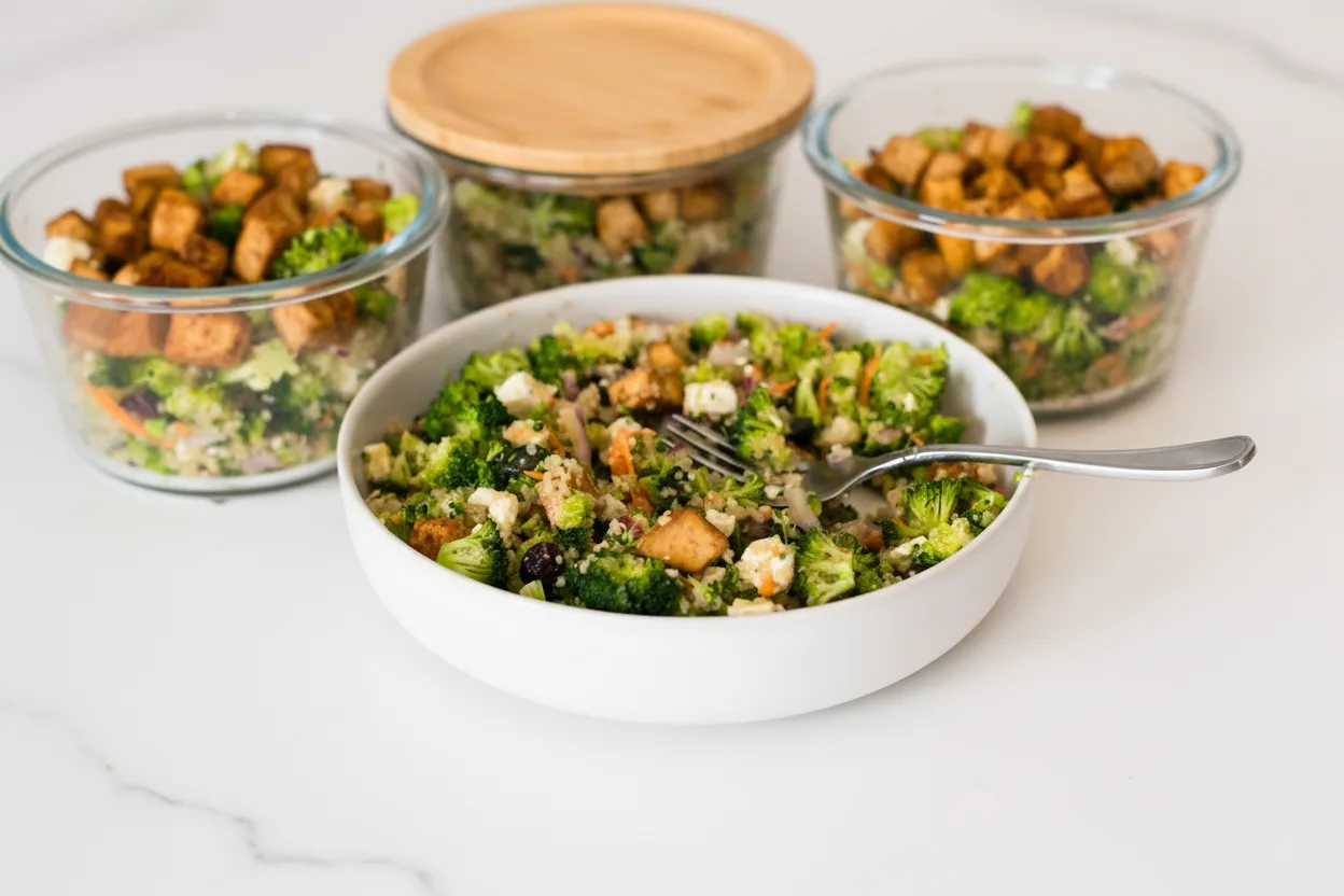 Proteinreicher Brokkolisalat mit knusprigen Kernen