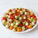 Tomaten-Gurken-Avocado-Salat mit Mozzarella und Basilikumpesto