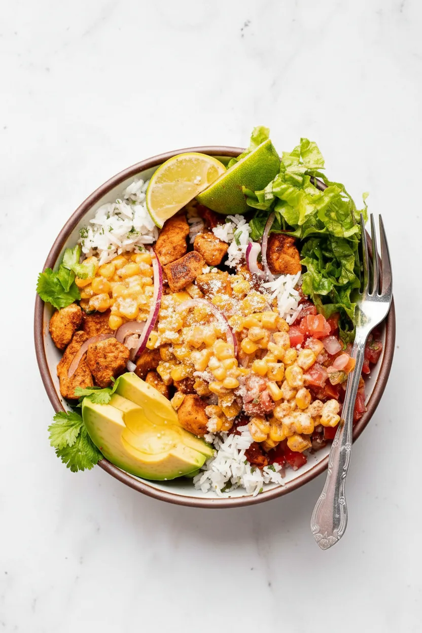 Würzige Street-Corn-Hähnchen-Bowl