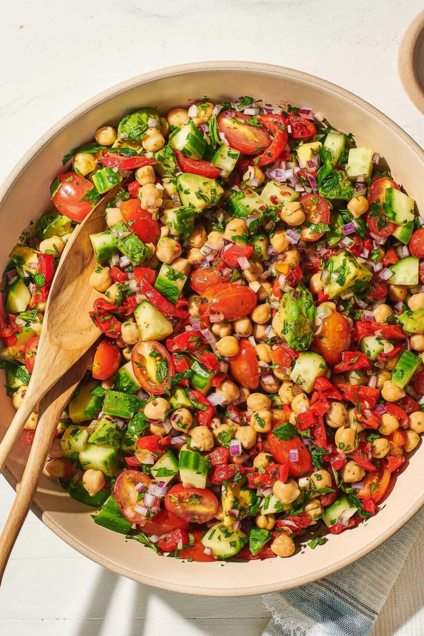 Würziger Sommer-Kichererbsen-Feta-Salat