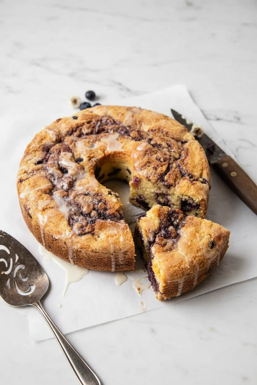 Blaubeer-Sauerrahm-Frühstücks-Kaffeekuchen
