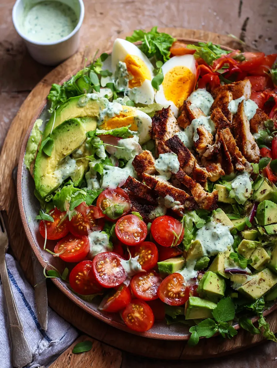 Chicken Cobb Salat mit cremigem Avocado-Ranch-Dressing