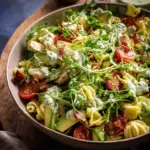 Cremiger Avocado-Ranch-Hähnchen-Pasta-Salat