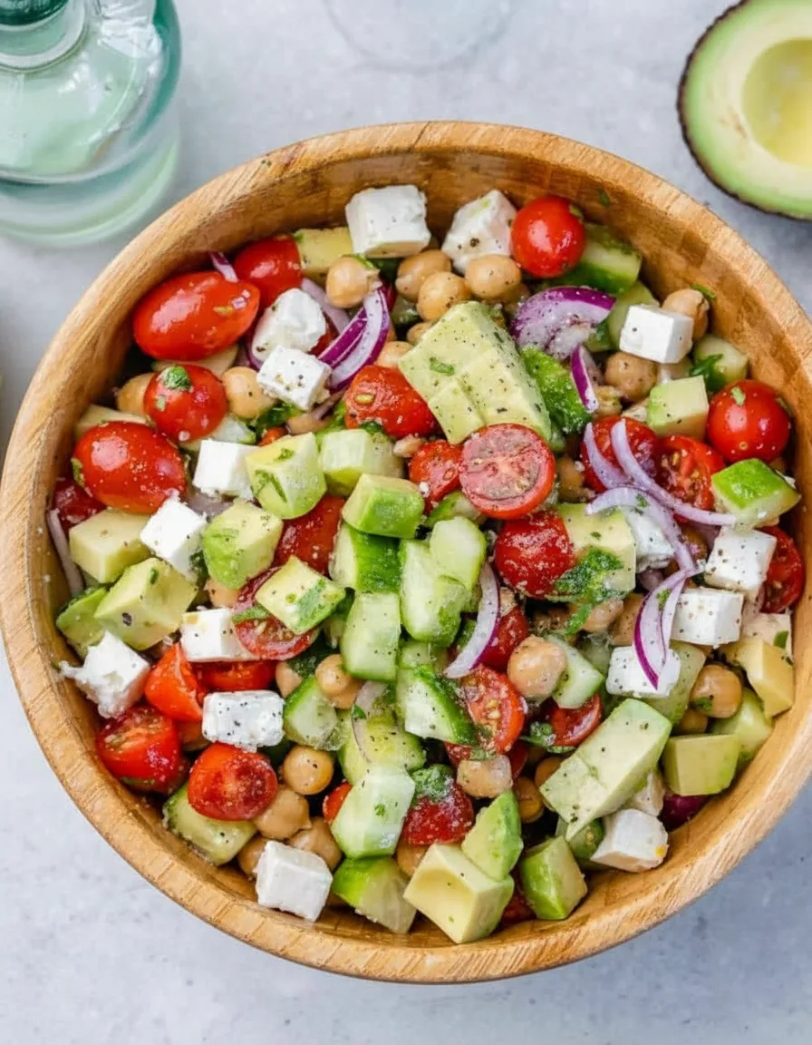 Cremiger Kichererbsen-Avocado-Feta-Salat