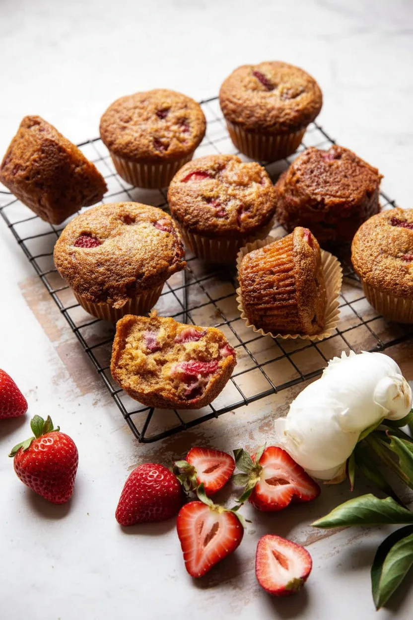Erdbeer-Karamell-Muffins im Bäckerei-Stil