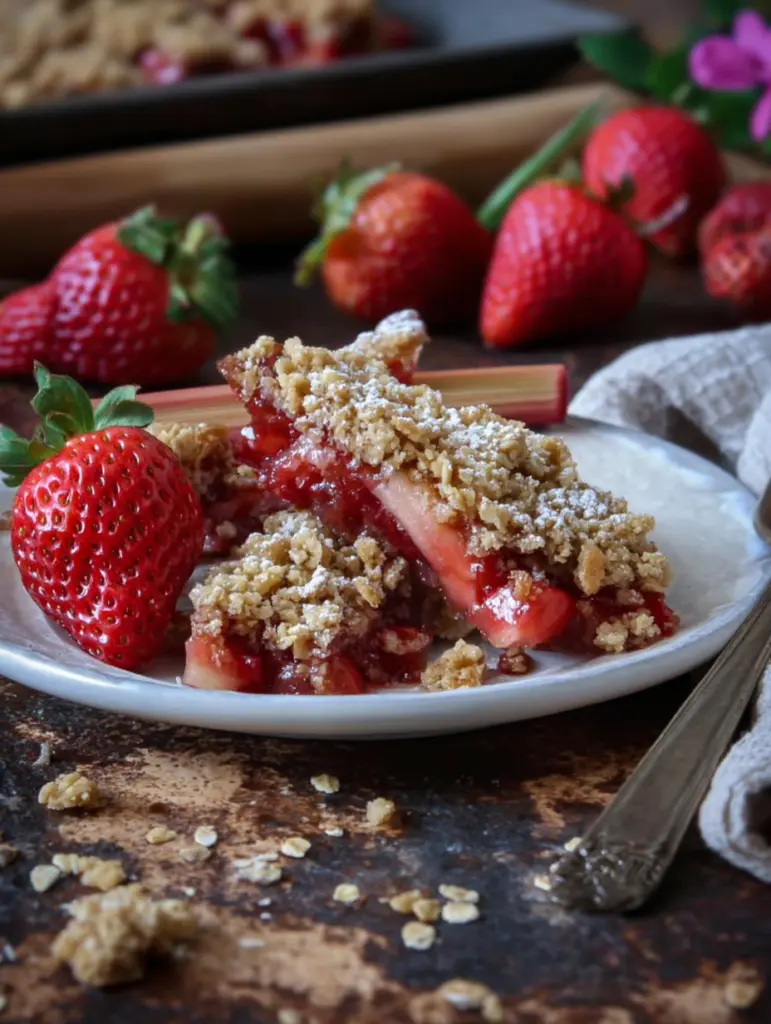 Erdbeer-Rhabarber-Crisp mit Haferstreuseln