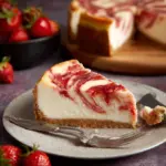 Erdbeer-Swirl-Käsekuchen mit Vanillebasis