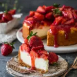 Frischer Erdbeer-Käsekuchen mit Glasur