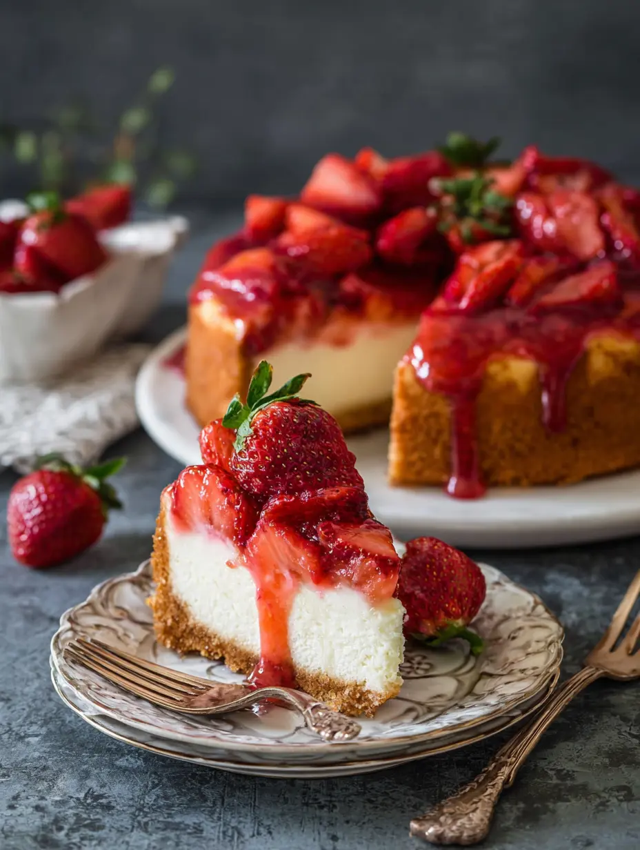 Frischer Erdbeer-Käsekuchen mit Glasur