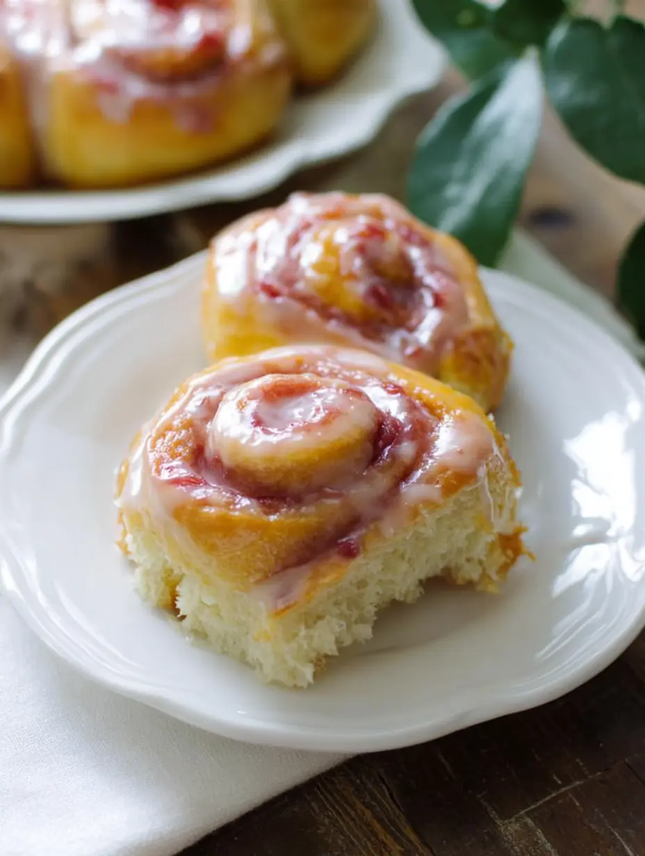 Glasierte Rhabarber-Süßrollen