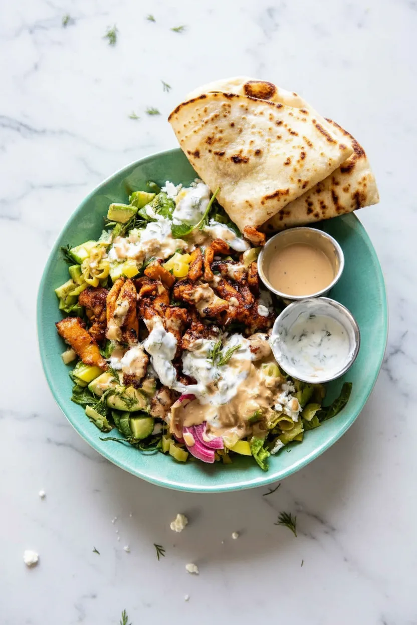 Griechische Hähnchen-Tzatziki-Reis-Bowls