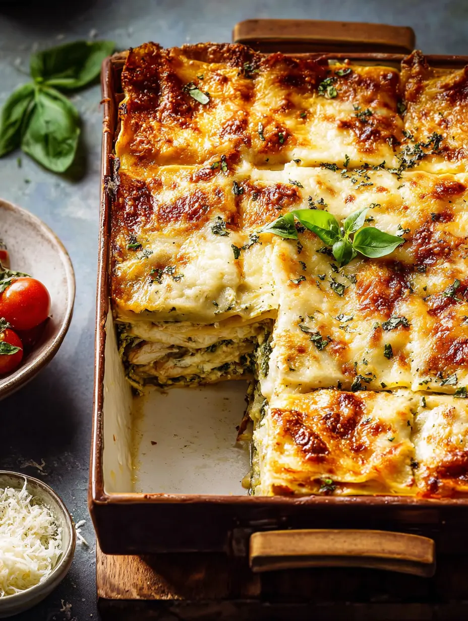 Hähnchen, Spinat & Artischocken Lasagne