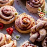 Himbeer-Honig-glasierte süße Hefeschnecken