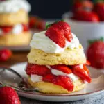 Klassische Erdbeer-Shortcake-Biskuits mit frischer Sahne