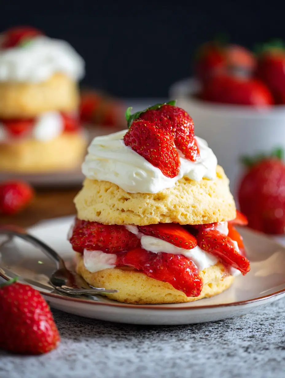 Klassische Erdbeer-Shortcake-Biskuits mit frischer Sahne