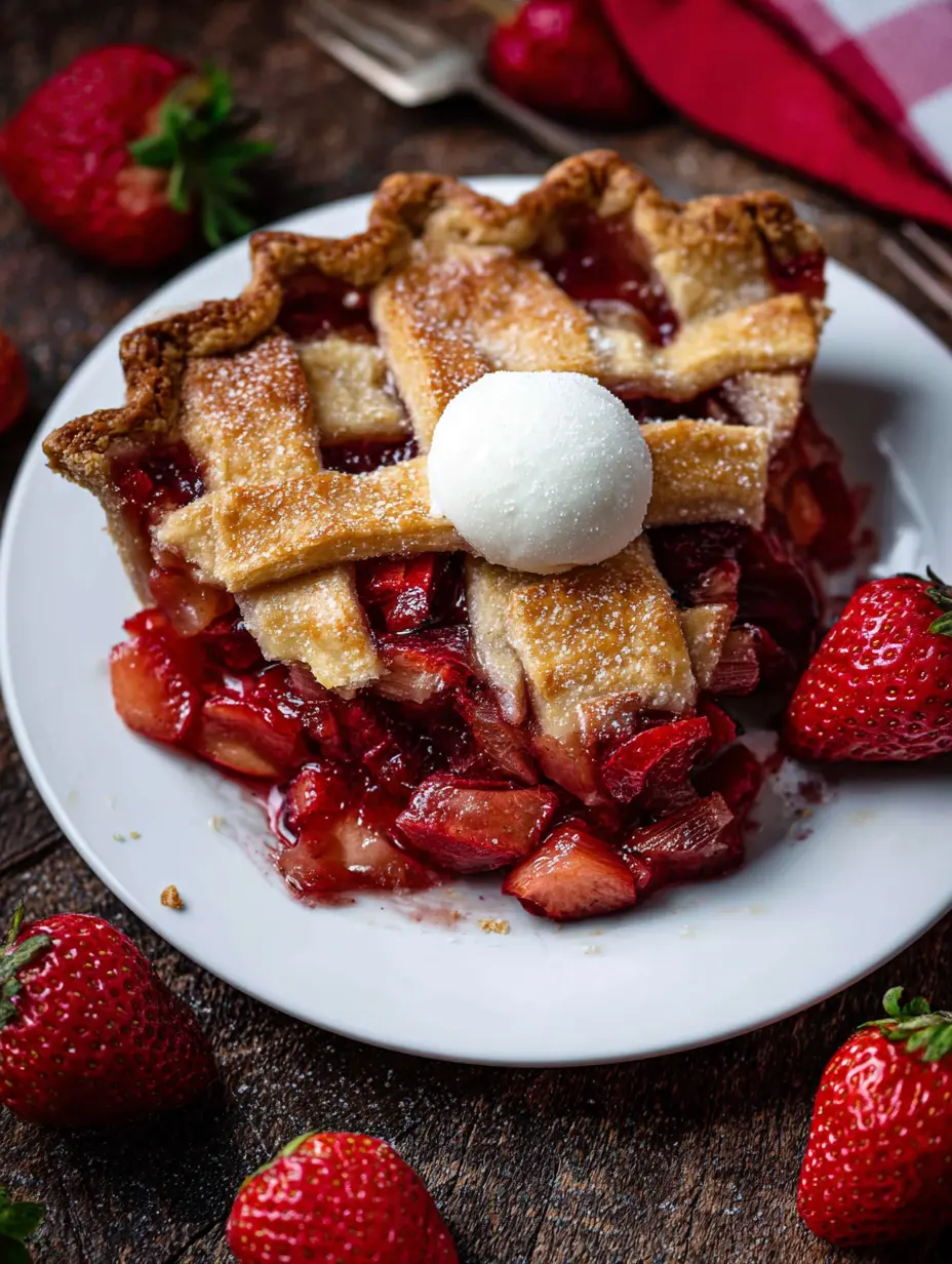 Klassischer Erdbeer-Rhabarber-Gitter-Pie