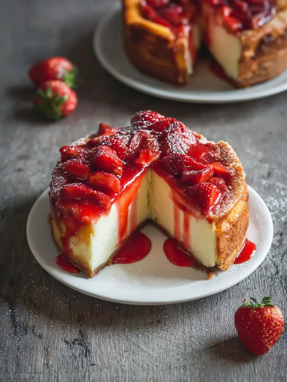 Klassischer gebackener Erdbeer-Käsekuchen
