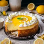 Klassischer gebackener Zitronen-Käsekuchen mit cremiger Zitrusfüllung