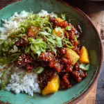 Klebriges Ingwer-Sesam-Ananas-Rindfleisch