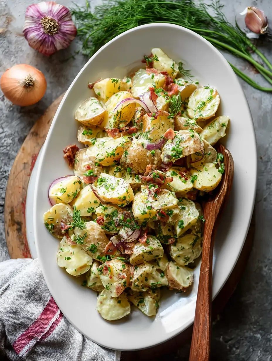 Warmer Kartoffelsalat mit Knoblauch und Kräutern