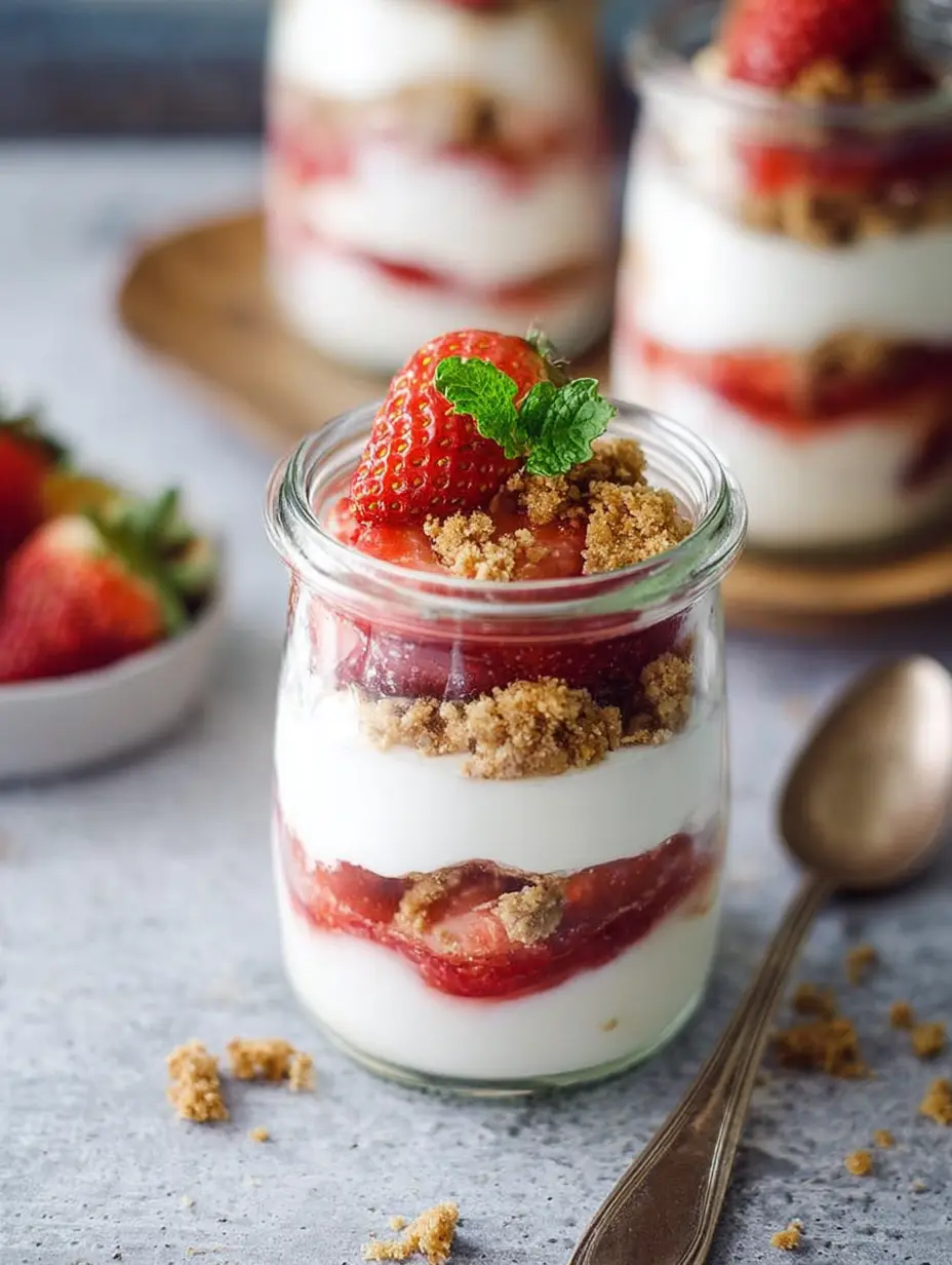 Erdbeer-Joghurt-Crumble-Parfait-Auflauf
