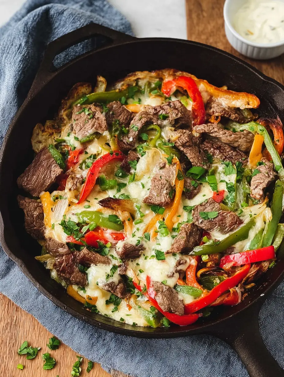 Gesunde Philly Cheesesteak Pfanne (Low Carb)