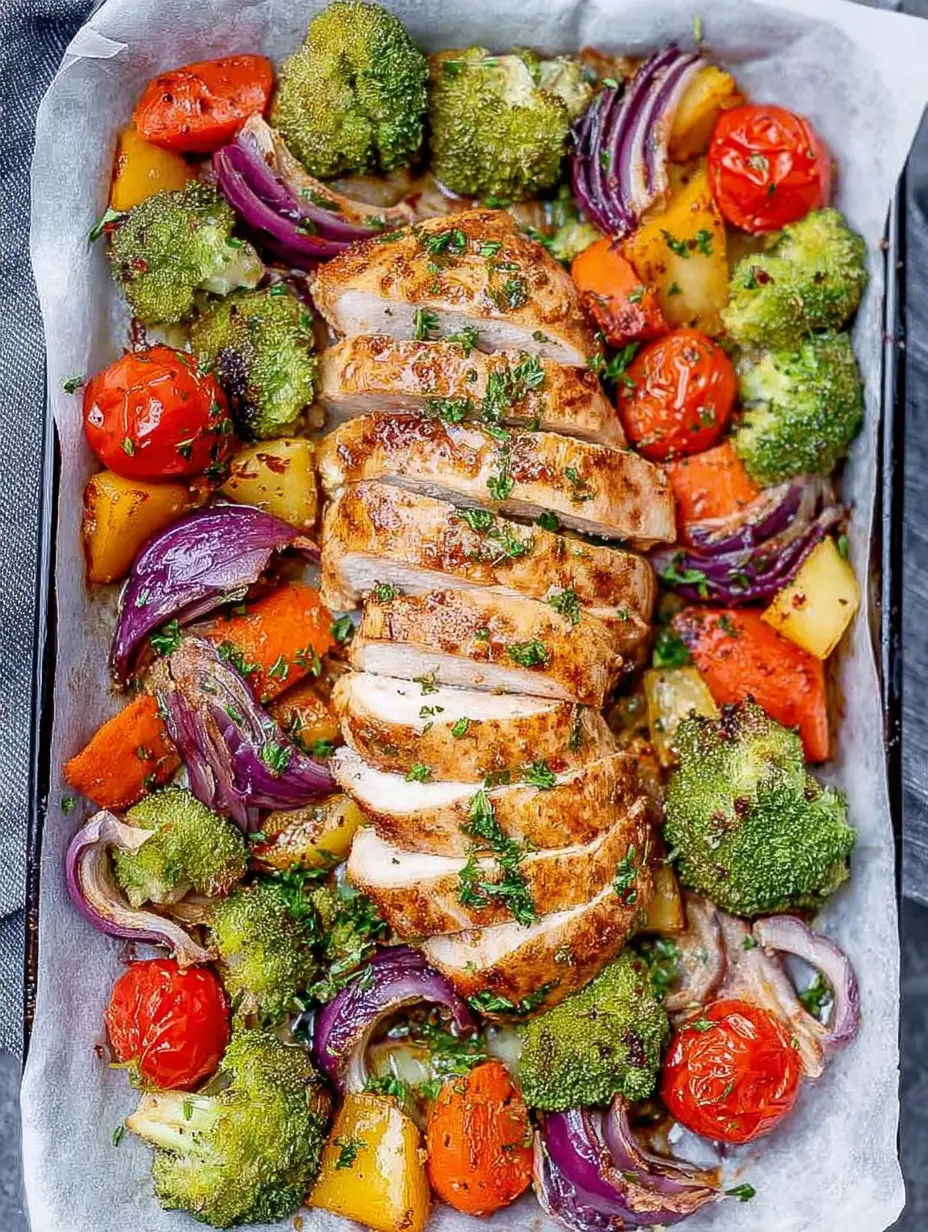 Hähnchenbrust vom Blech mit Gemüse