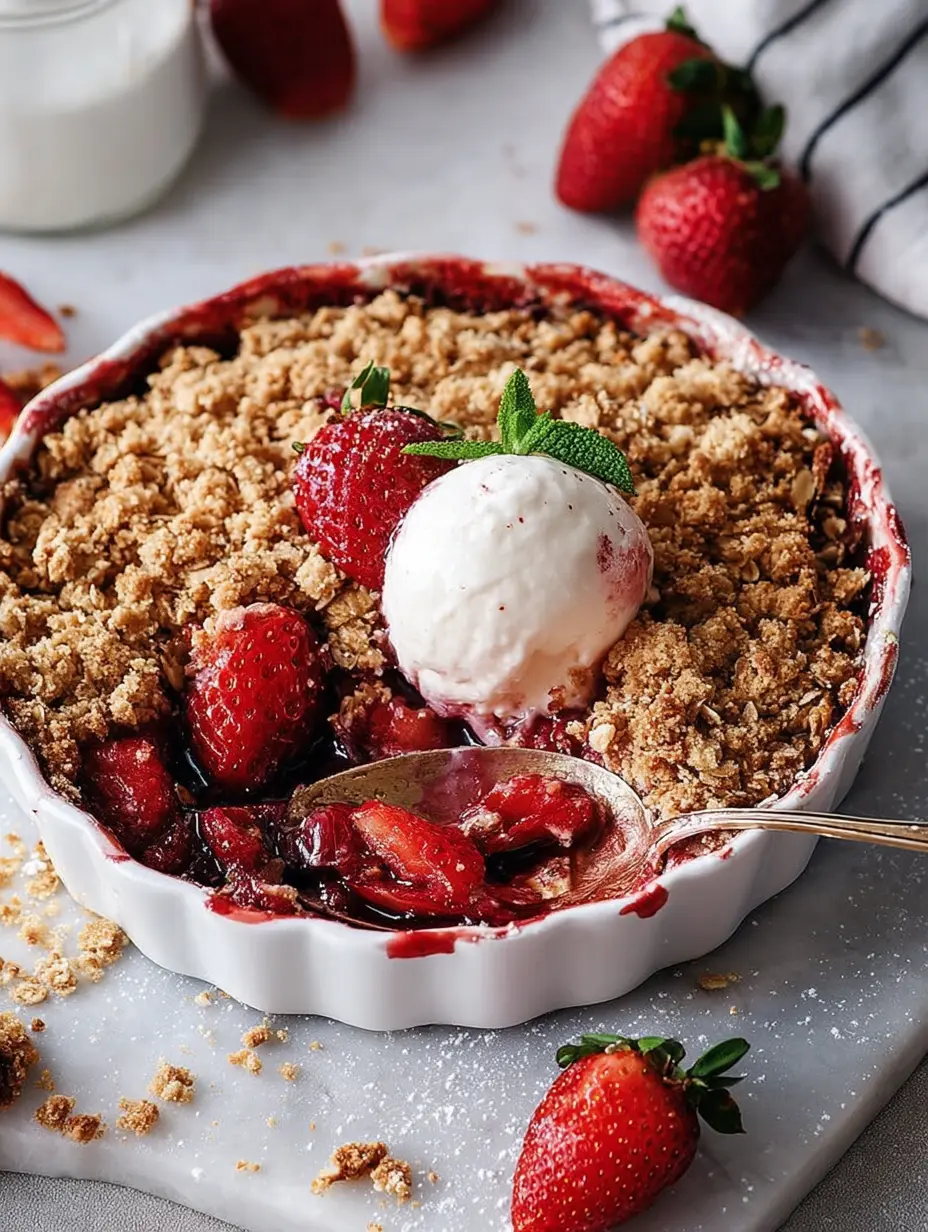 Klassischer Erdbeer-Crumble mit buttrigem Hafer-Topping
