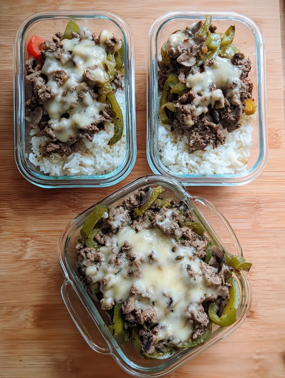 Philly-Cheesesteak-Reis-Bowl Meal Prep