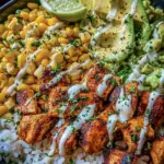 Street Corn Hähnchen Reis Bowl