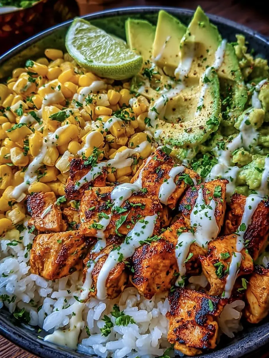 Street Corn Hähnchen Reis Bowl