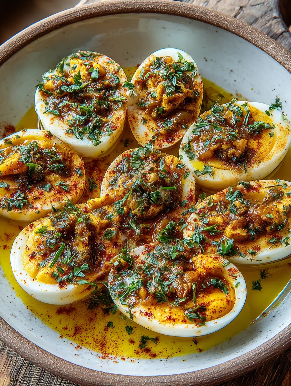 Cajun-Eier mit würziger Knoblauch-Buttersoße
